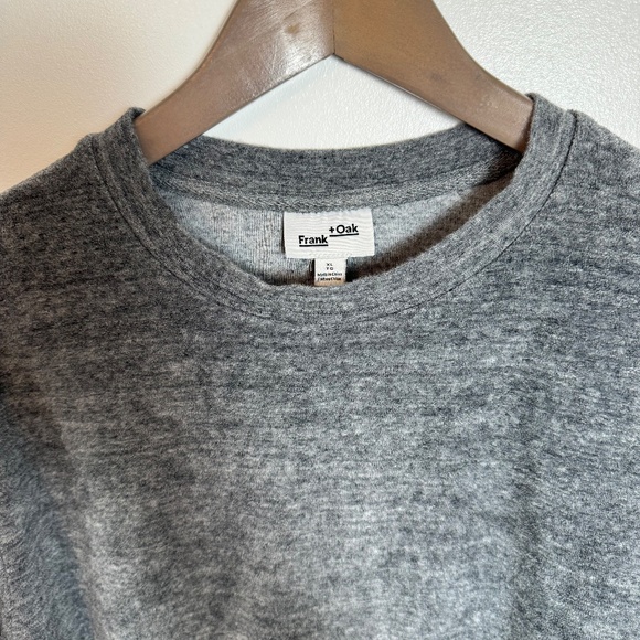 Frank & Oak Washed-Velvet Crewneck in Grey Heather Men's XL Cotton blend - Picture 6 of 12